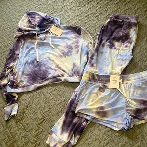 Tie dye 3pc Matching Shorts, Joggers and cropped hoodie
